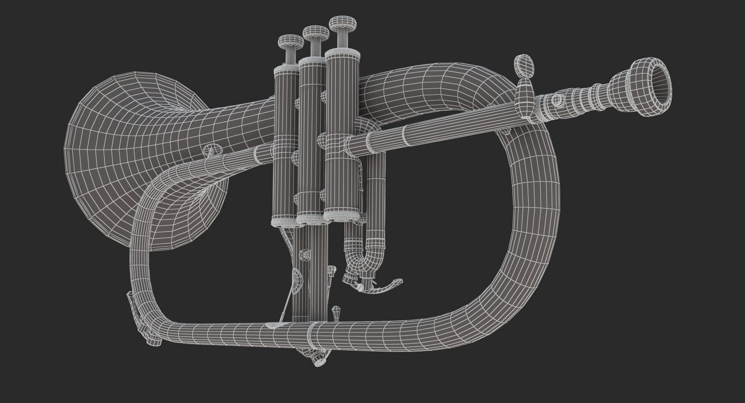 Flugelhorn brass instrument 3D model_13
