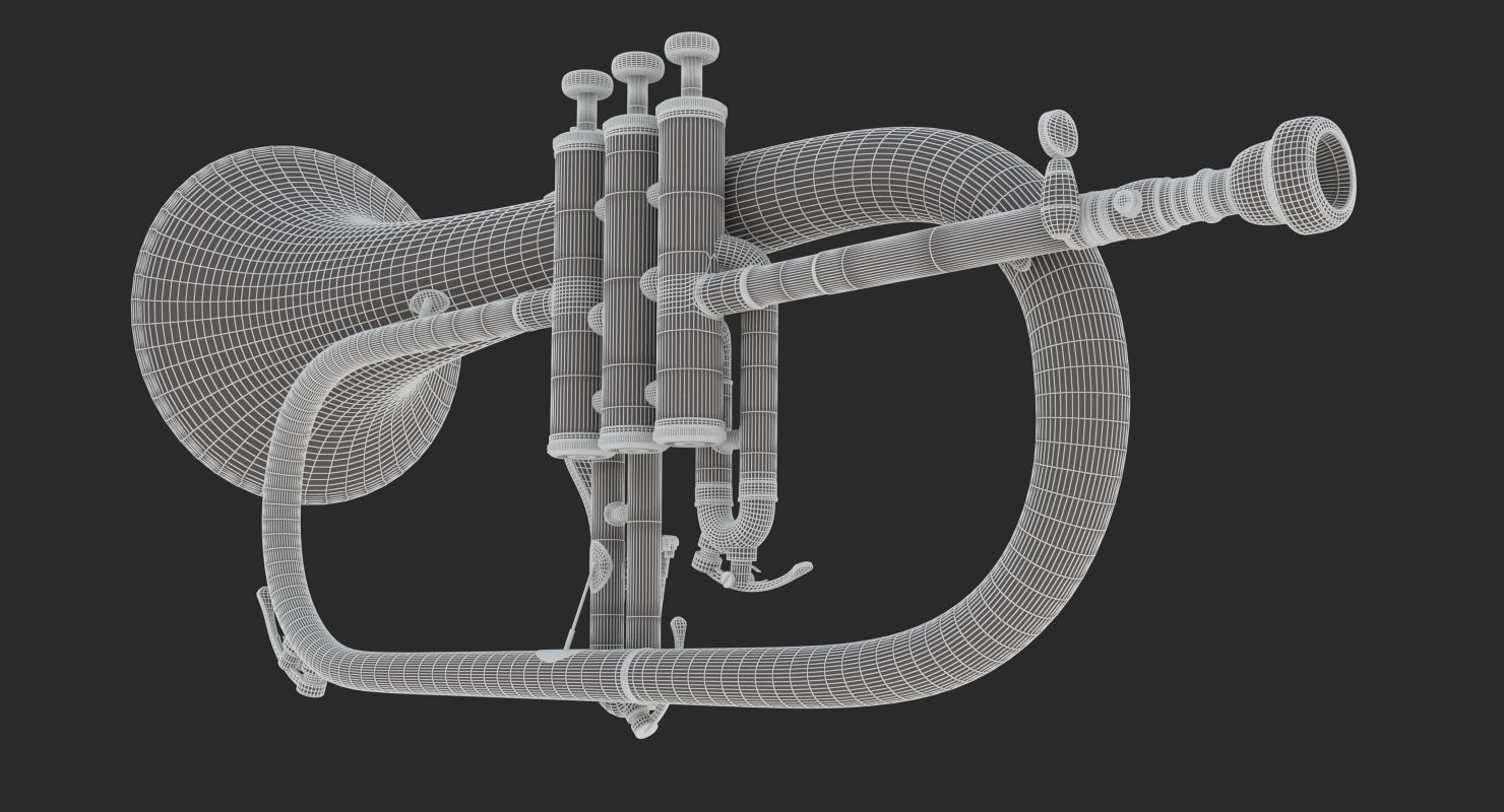 Flugelhorn brass instrument 3D model_14