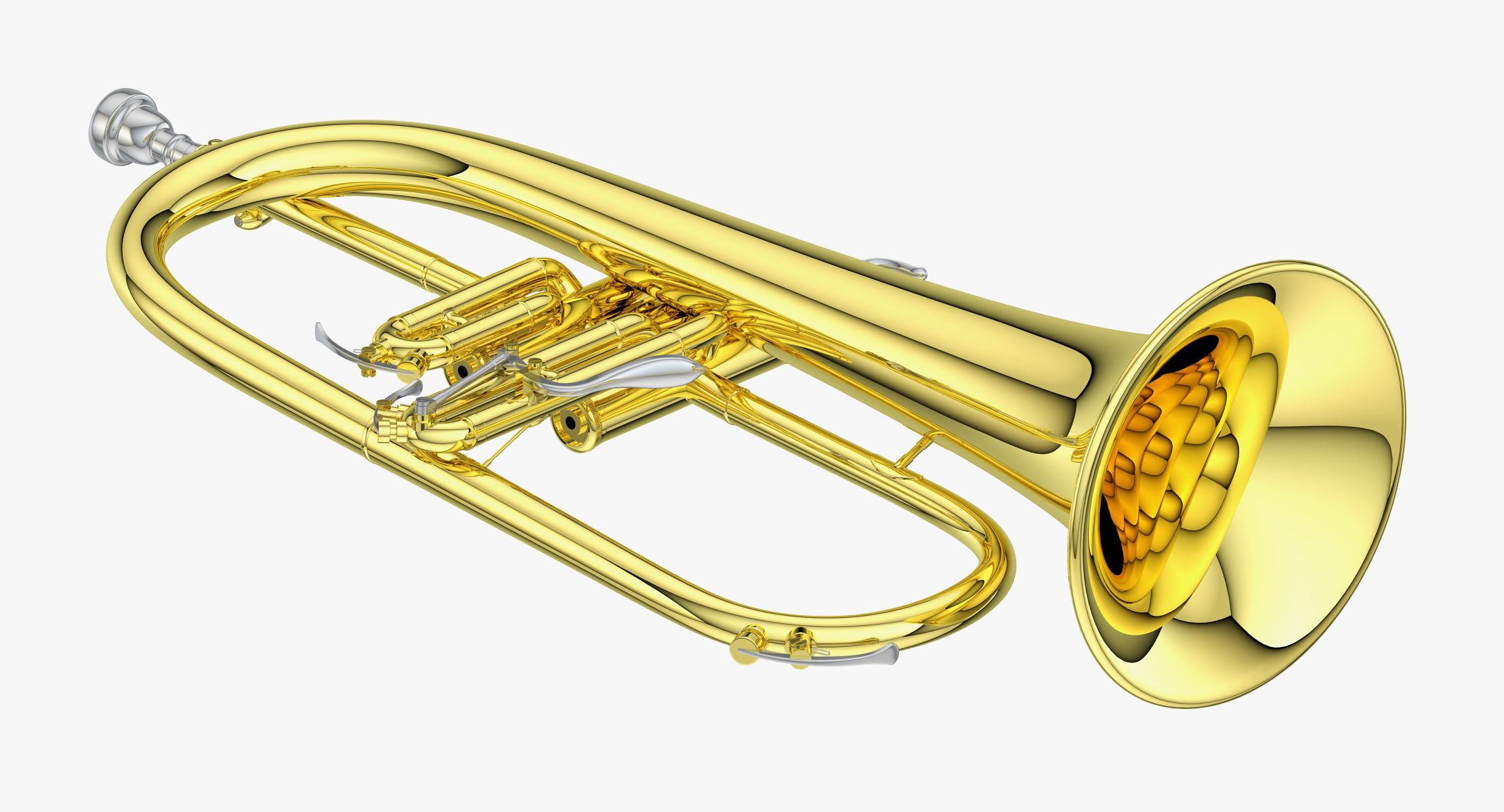 Flugelhorn brass instrument 3D model_4