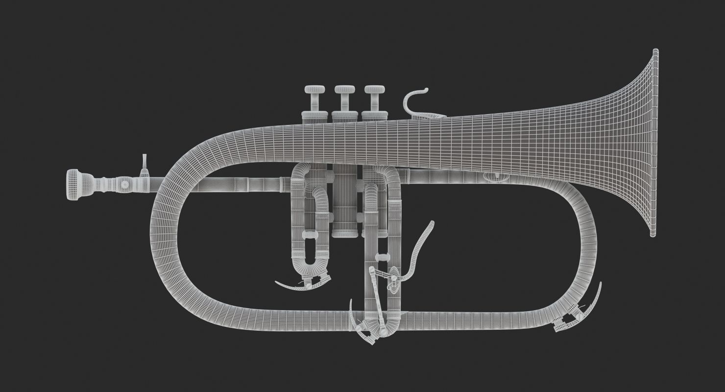 Flugelhorn brass instrument 3D model_12