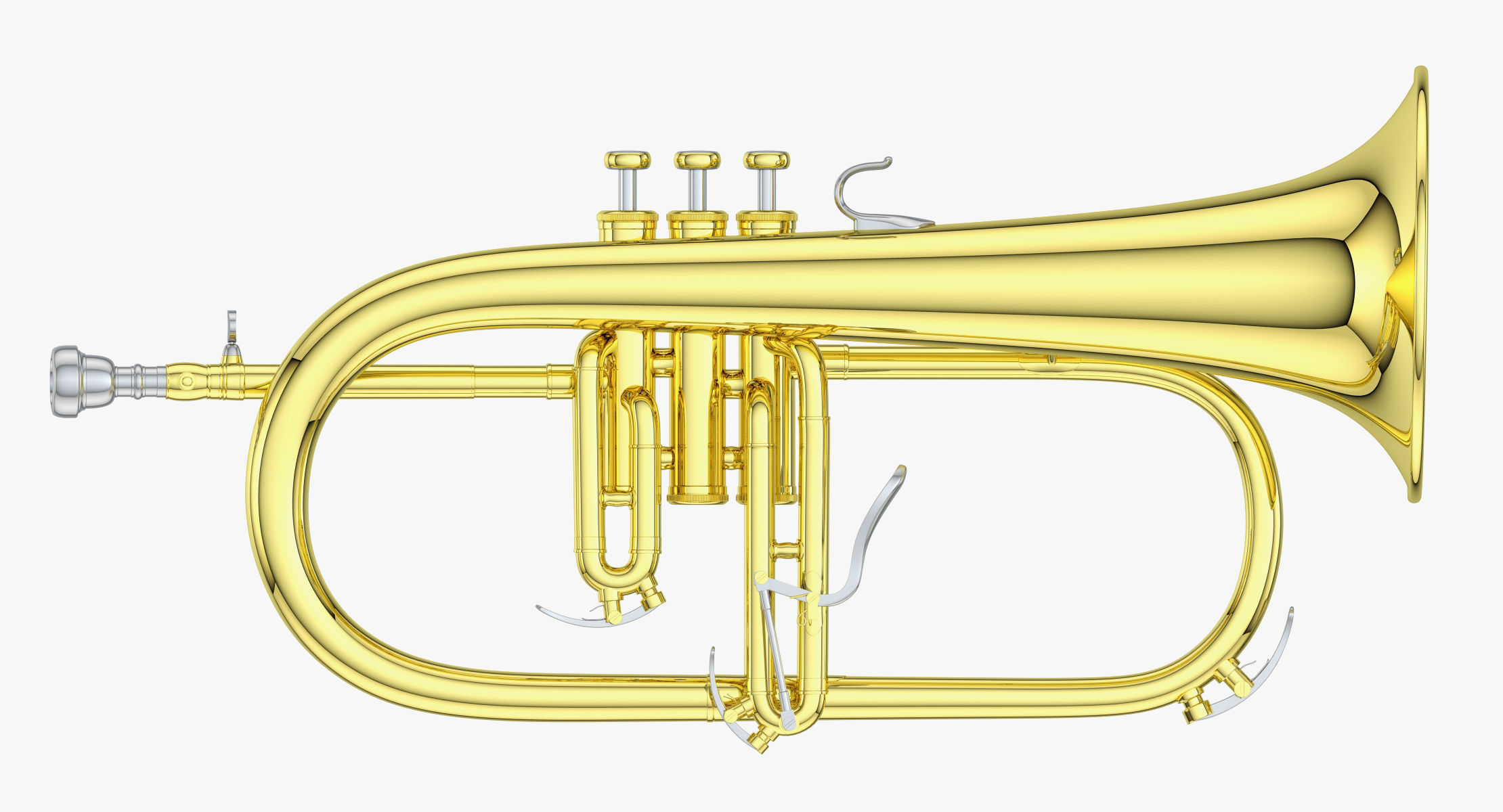Flugelhorn brass instrument 3D model_5
