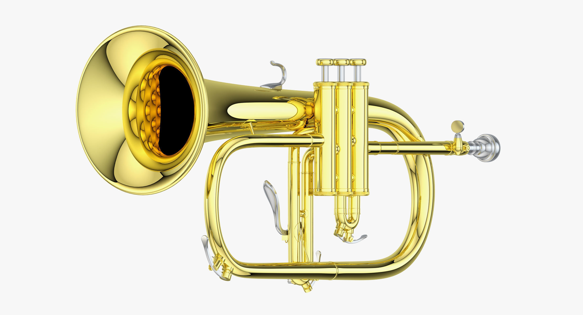 Flugelhorn brass instrument 3D model_10