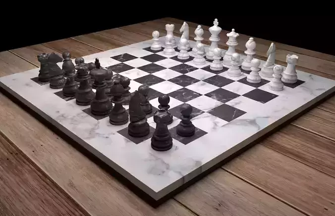 chess board with pieces