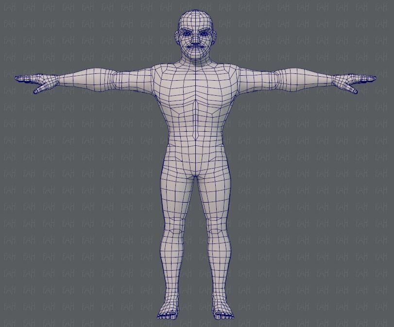 Base mesh man character V10 Low-poly 3D model_9