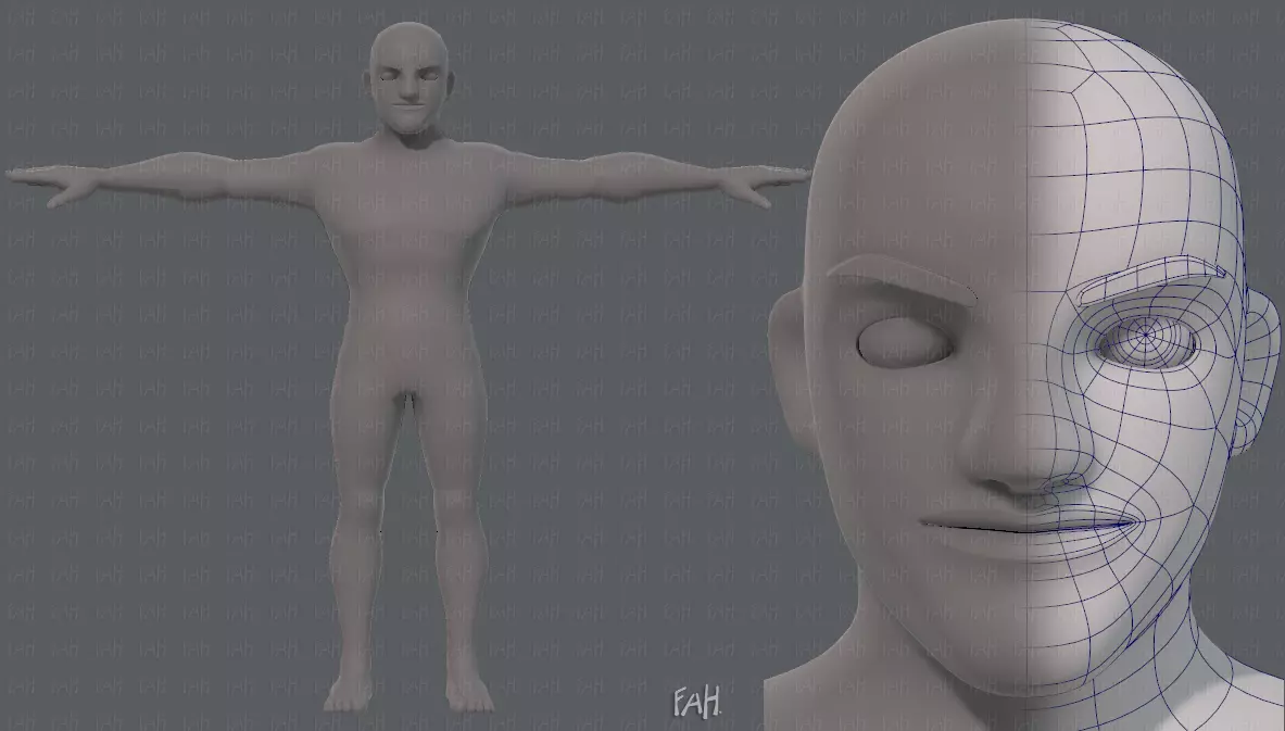 Base mesh man character V10 Low-poly 3D model_0