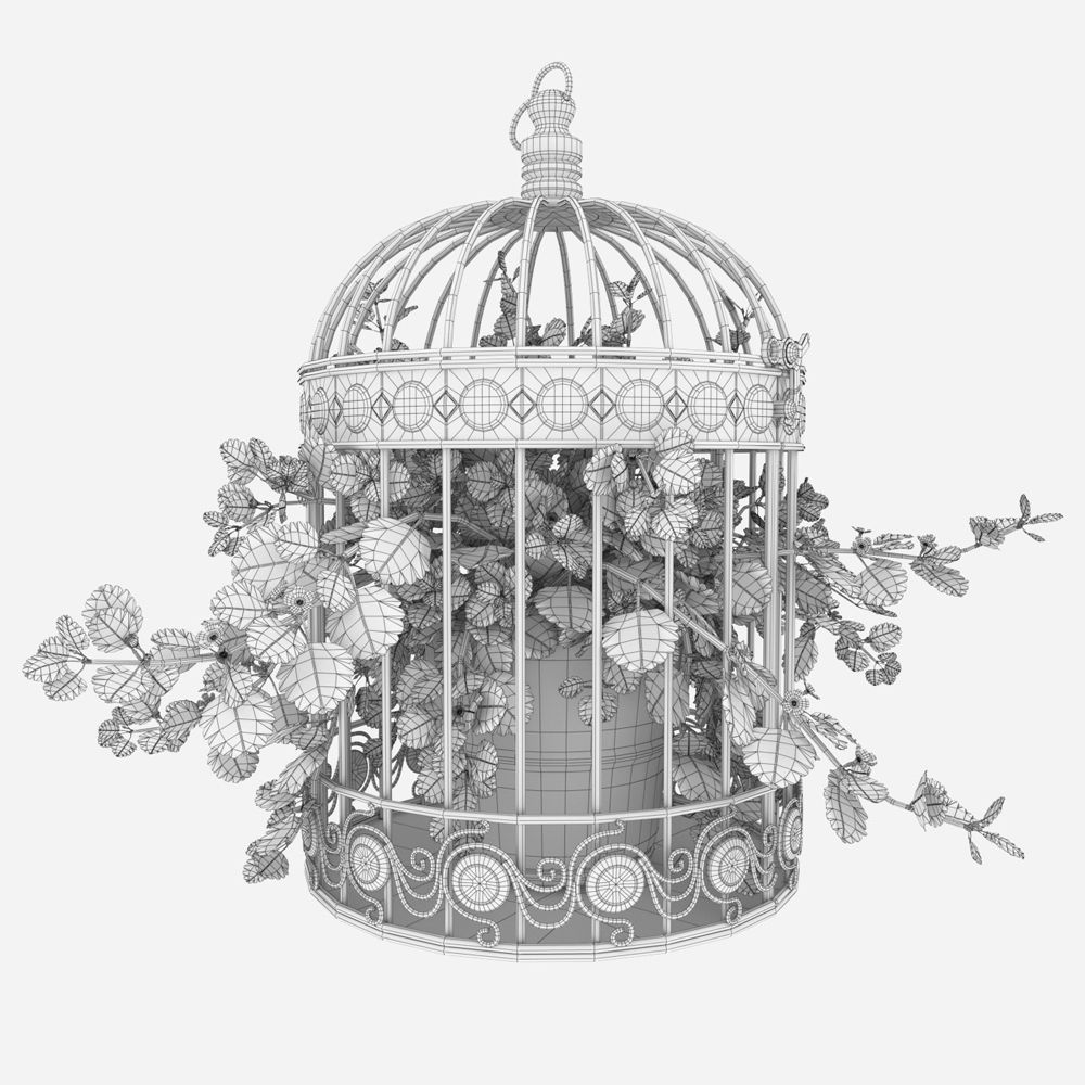 Ivy in a bird cage 3D model_1
