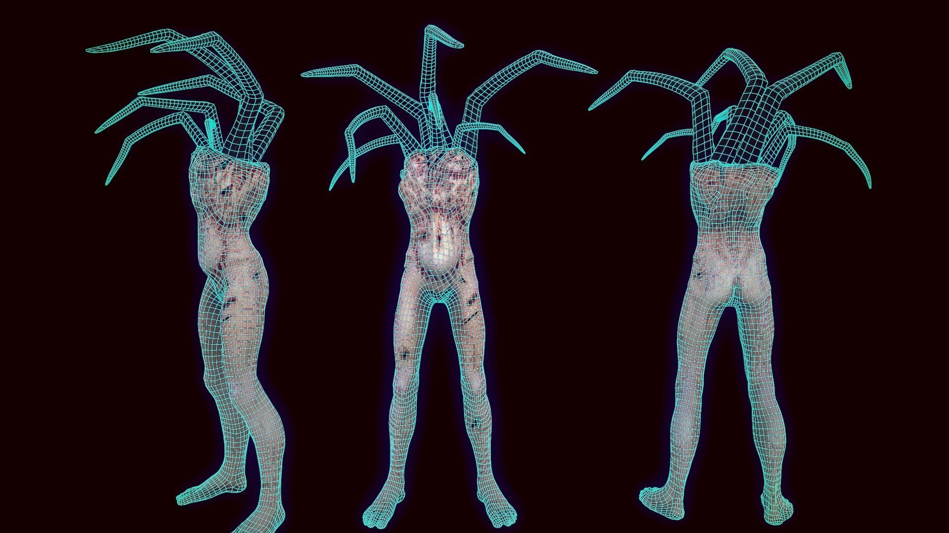 Creepy Spider Creature Low-poly 3D model_4