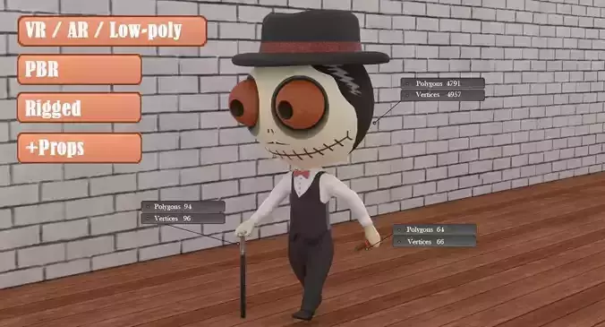 Cute Zombie Wooden Doll Gangster
