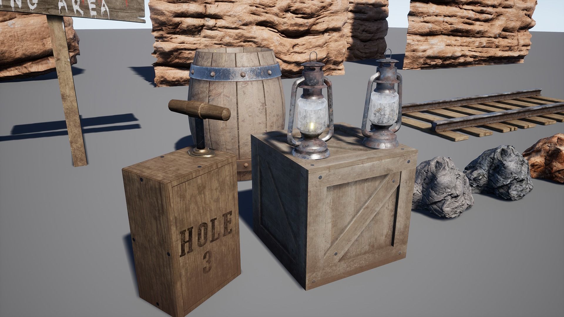 Desert Mining Props Low-poly 3D model_4
