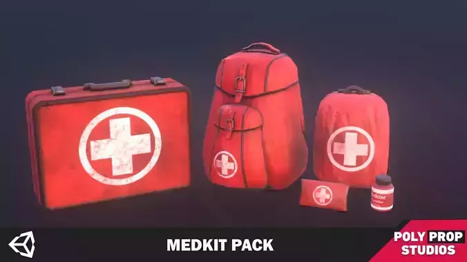 Medkit Pack Low-poly 3D model