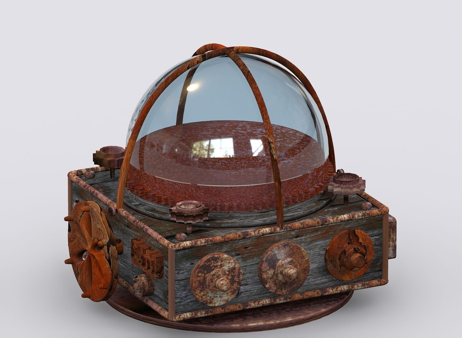 Compass steampunk device with glass dome free 3D model | CGTrader