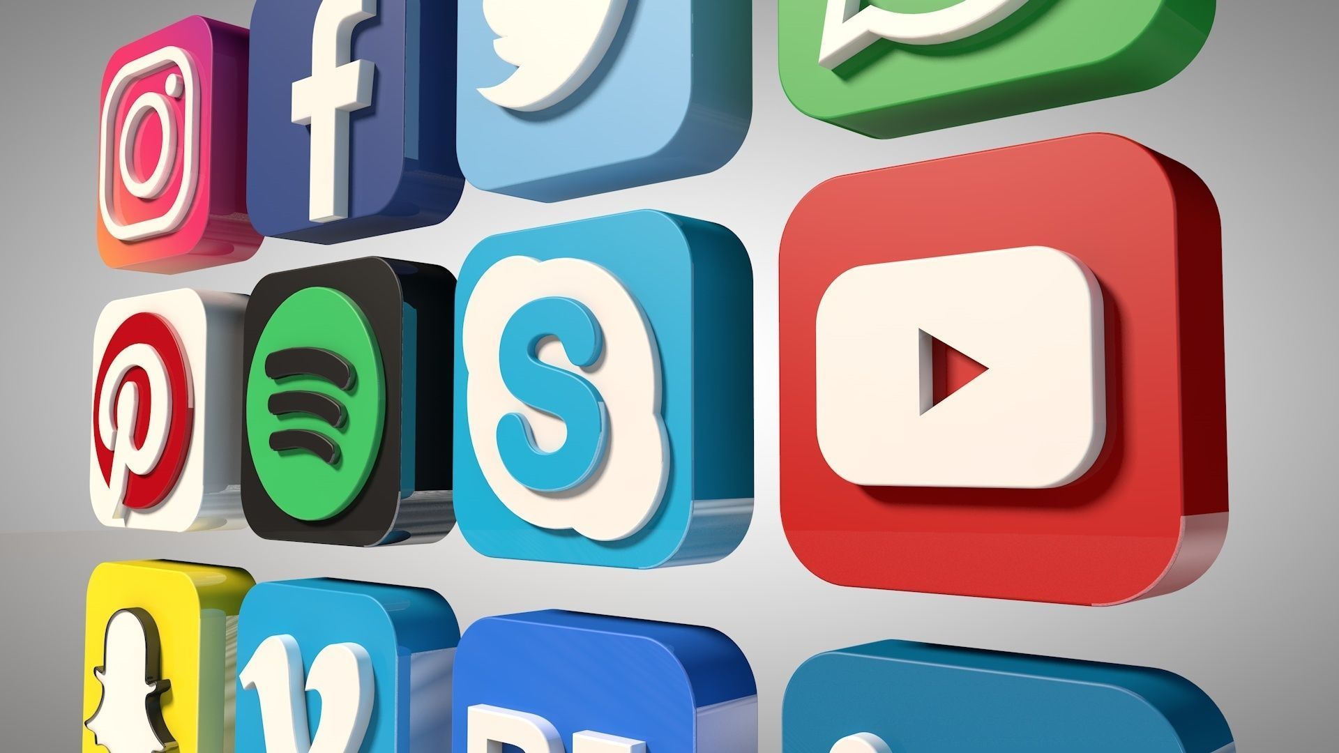 Social Media Icons 3d Low-poly 3D model_1