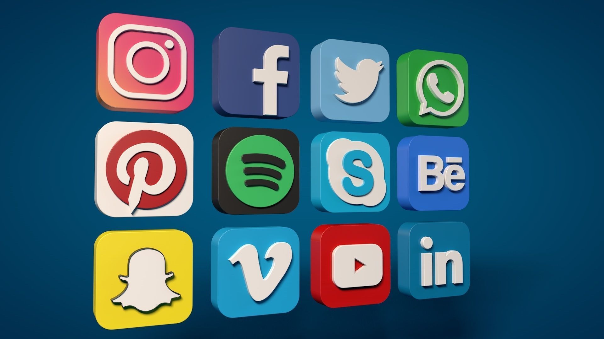 Social Media Icons 3d Low-poly 3D model_2