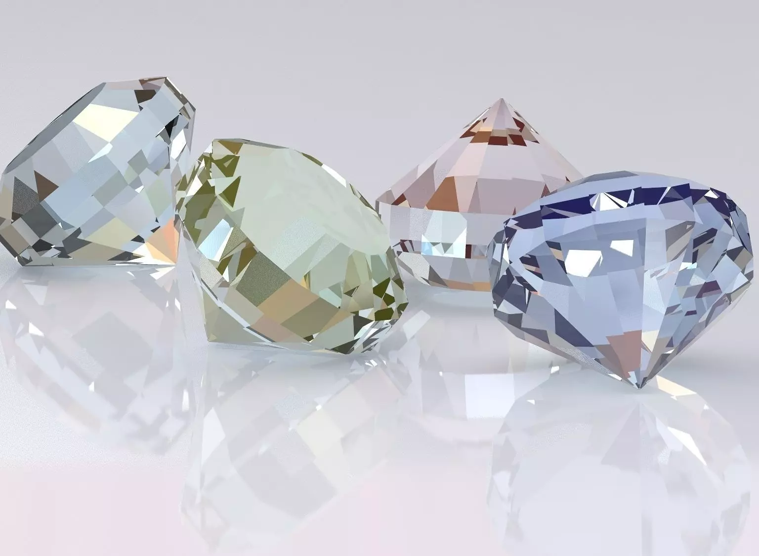 Daimonds group of different colored diamonds Free 3D model