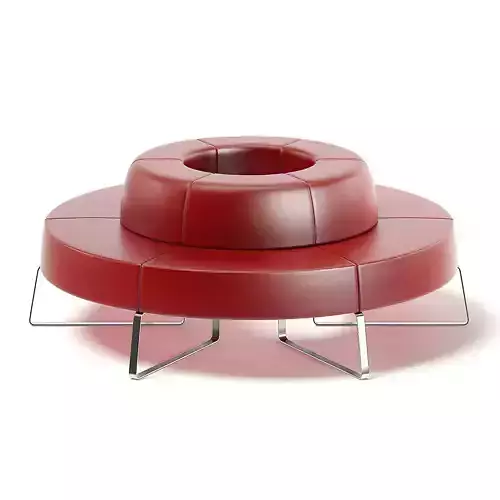 Red Leather Waiting Sofa