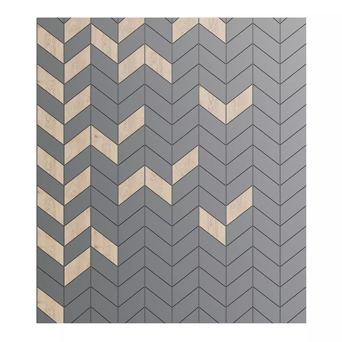 Modern Wood and Black Wall Panel 3D model_0