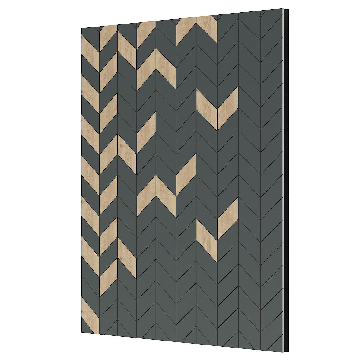Modern Wood and Black Wall Panel 3D model_4