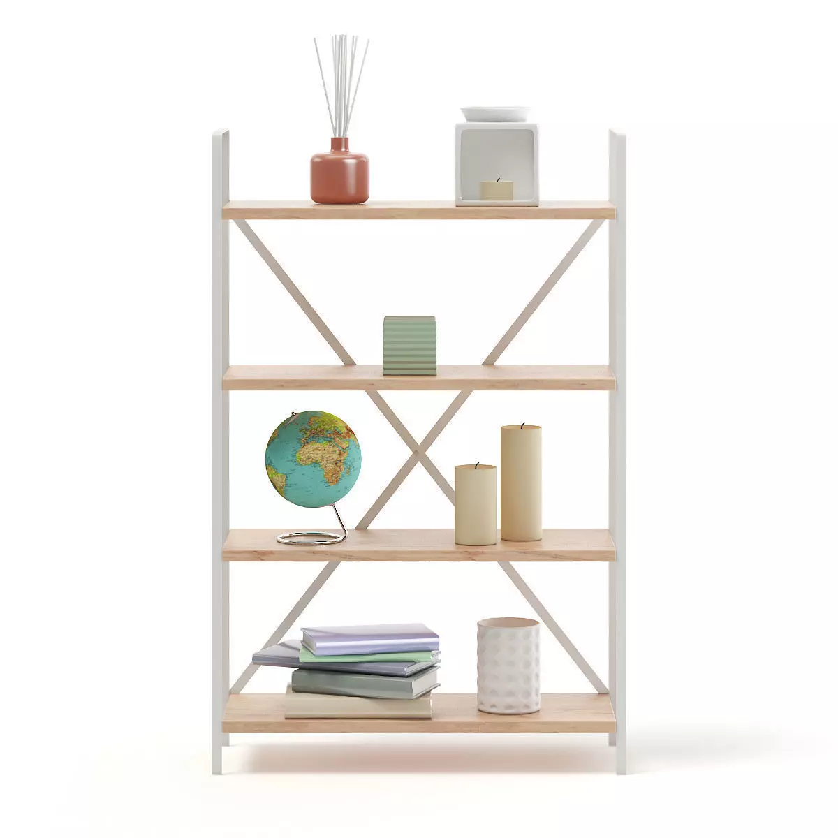 Bookshelf with Decorations 3D model_0
