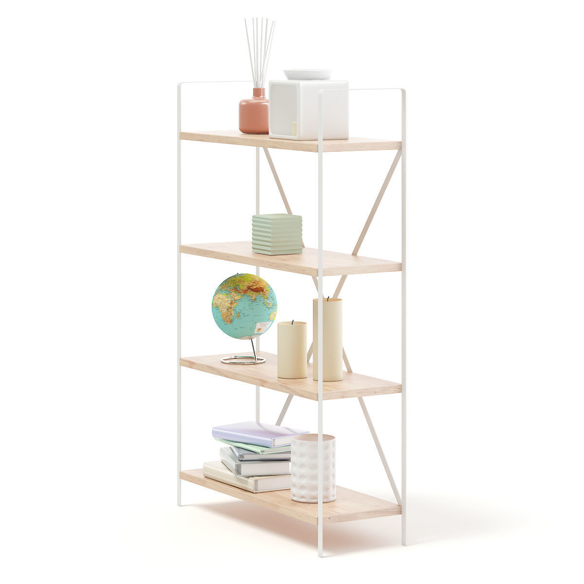 Bookshelf with Decorations 3D model_4