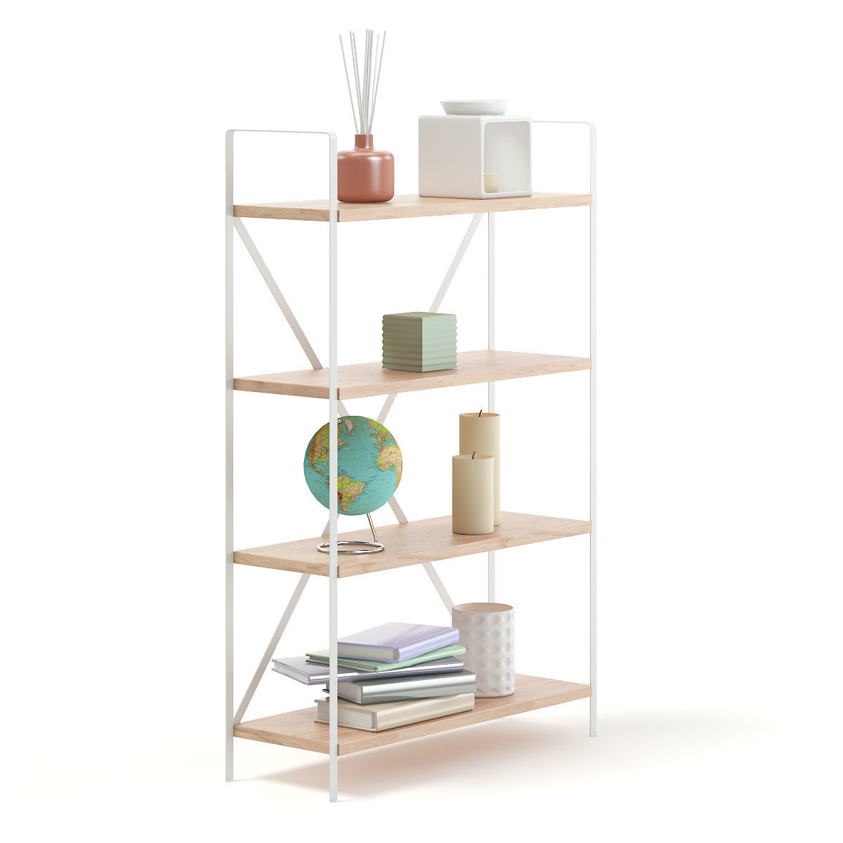 Bookshelf with Decorations 3D model_2