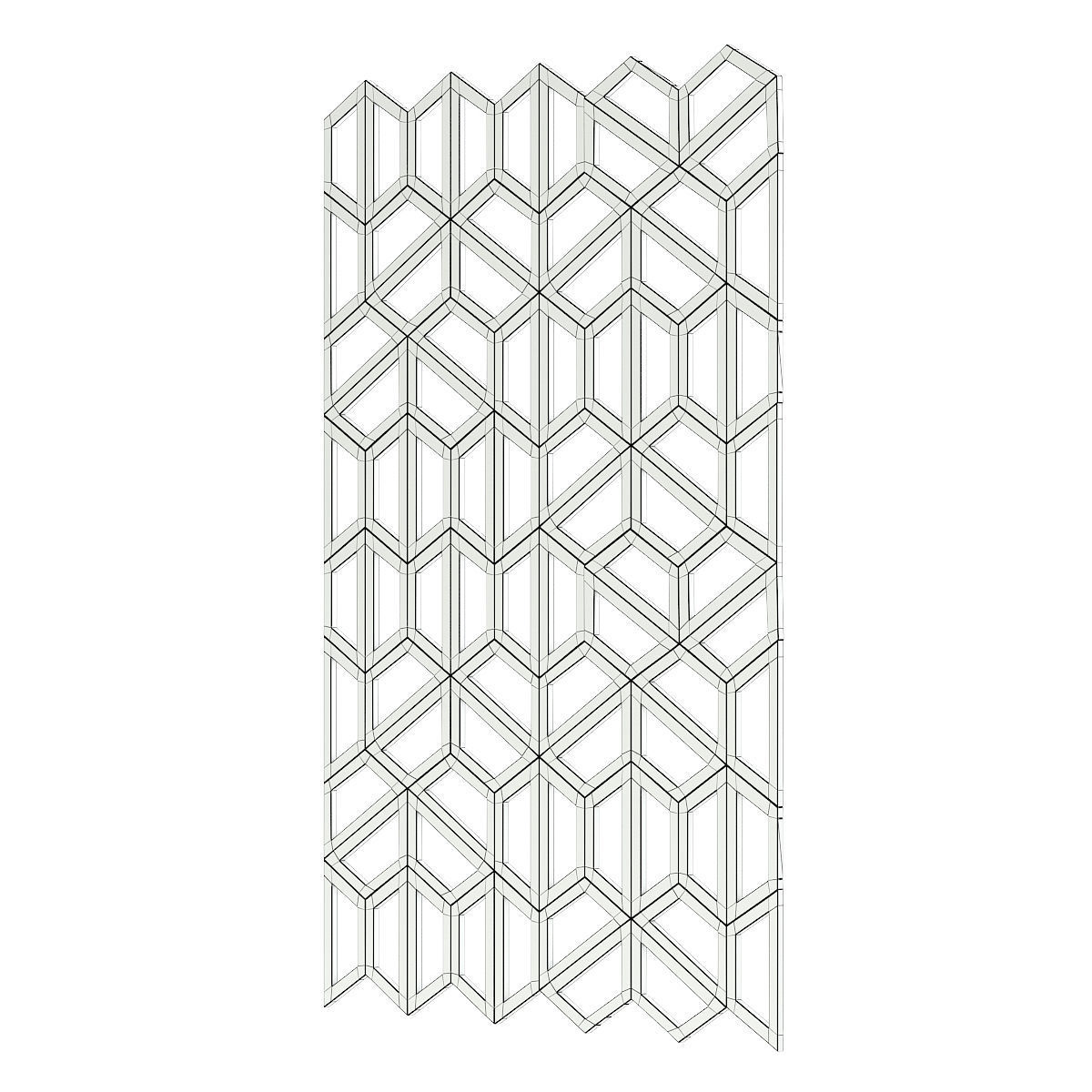 Concrete Hexagonal Wall Panel 3D model_5