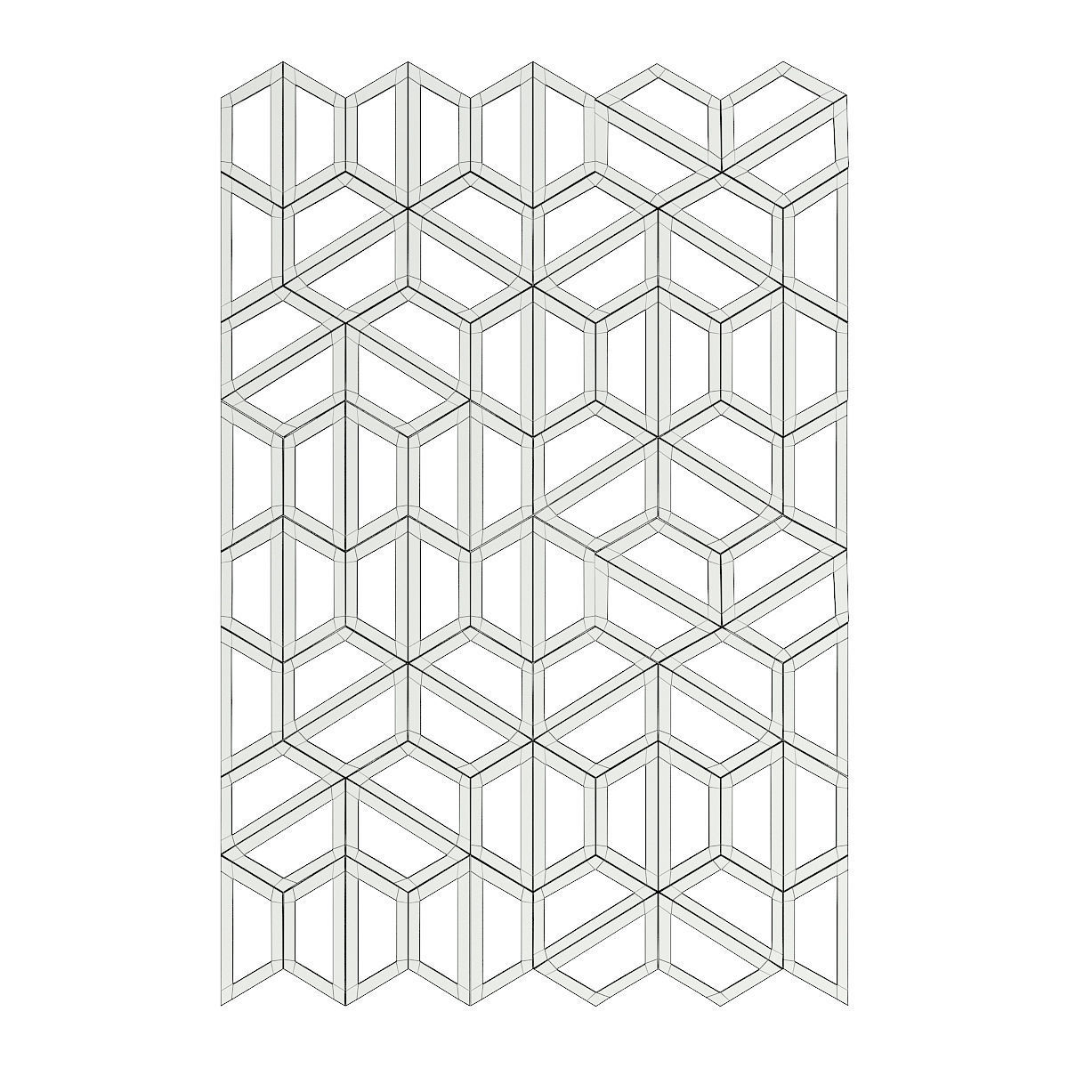 Concrete Hexagonal Wall Panel 3D model_1