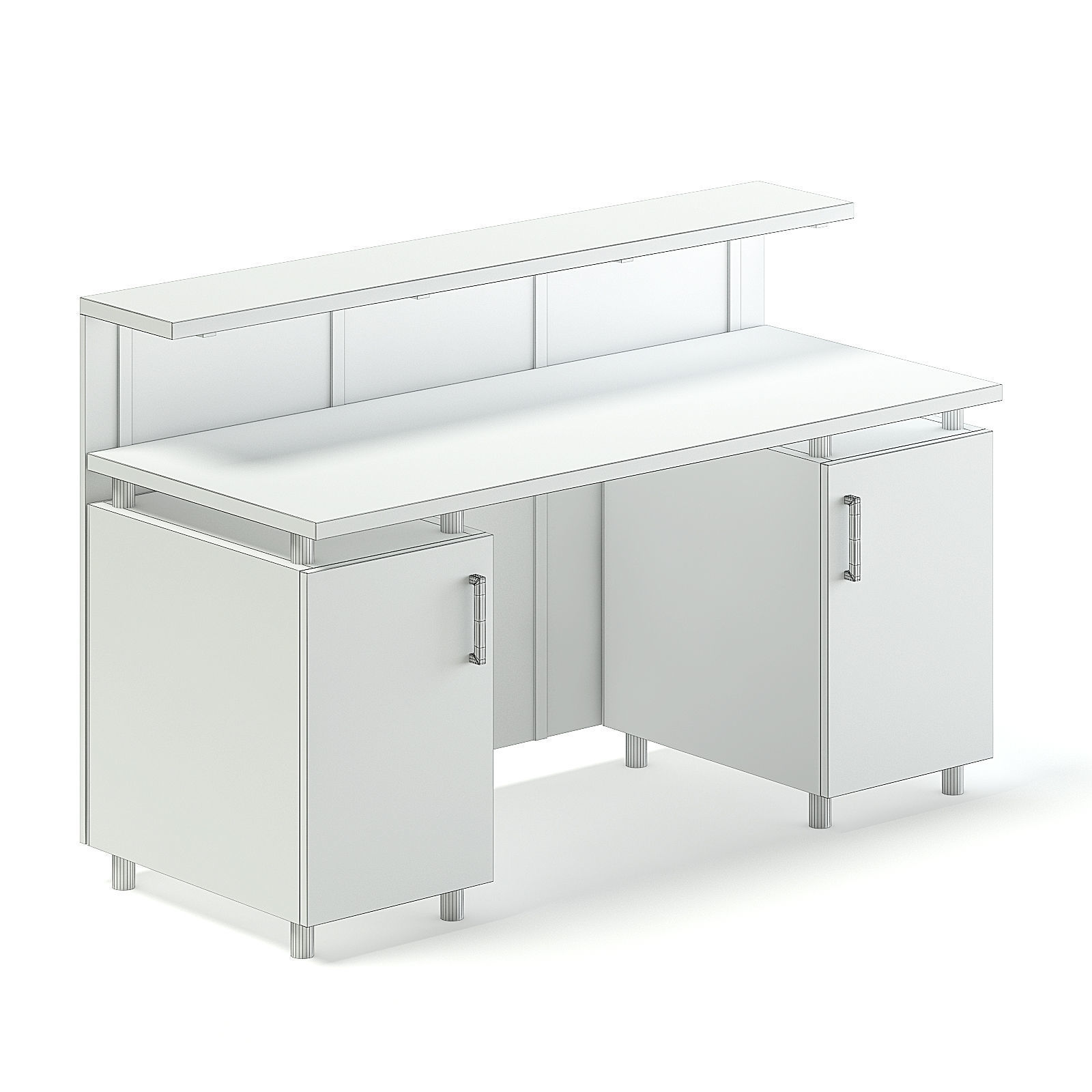 White and Wooden Reception Desk 3D model_5