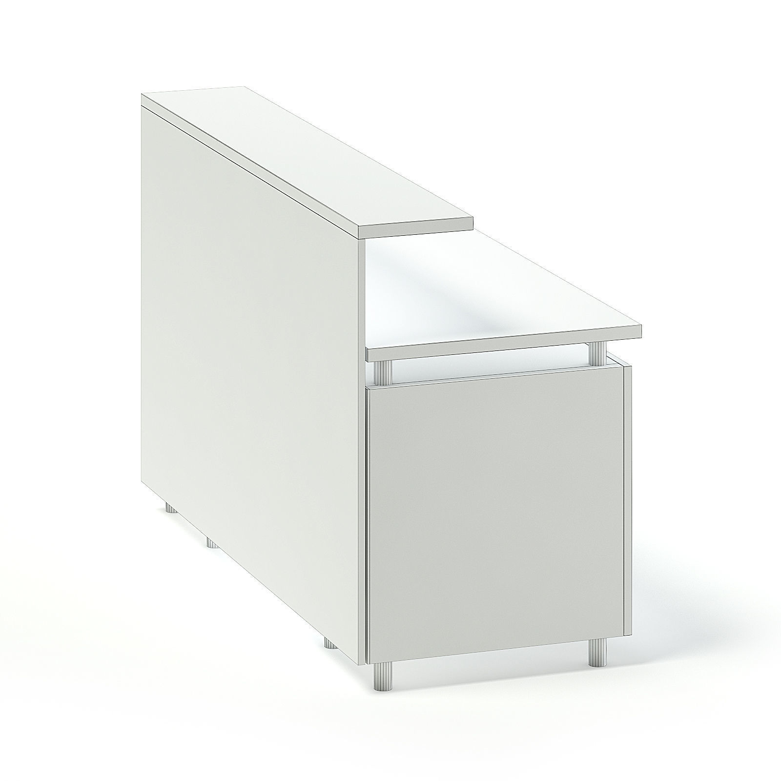 White and Wooden Reception Desk 3D model_3