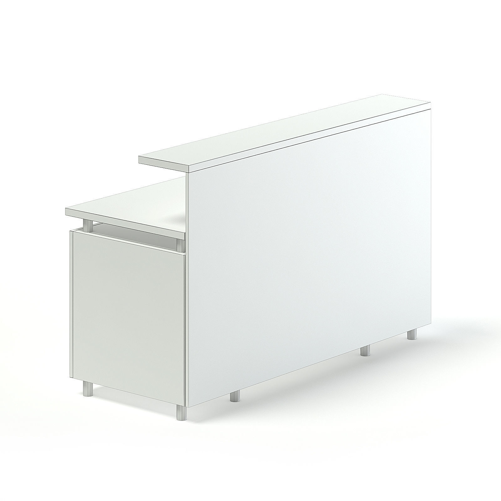 White and Wooden Reception Desk 3D model_1
