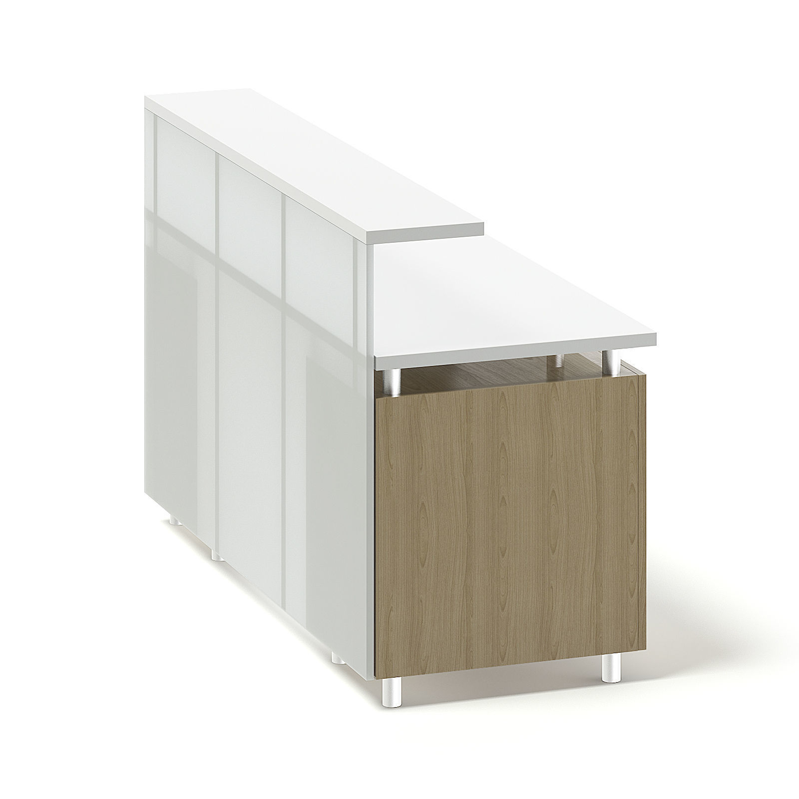 White and Wooden Reception Desk 3D model_2