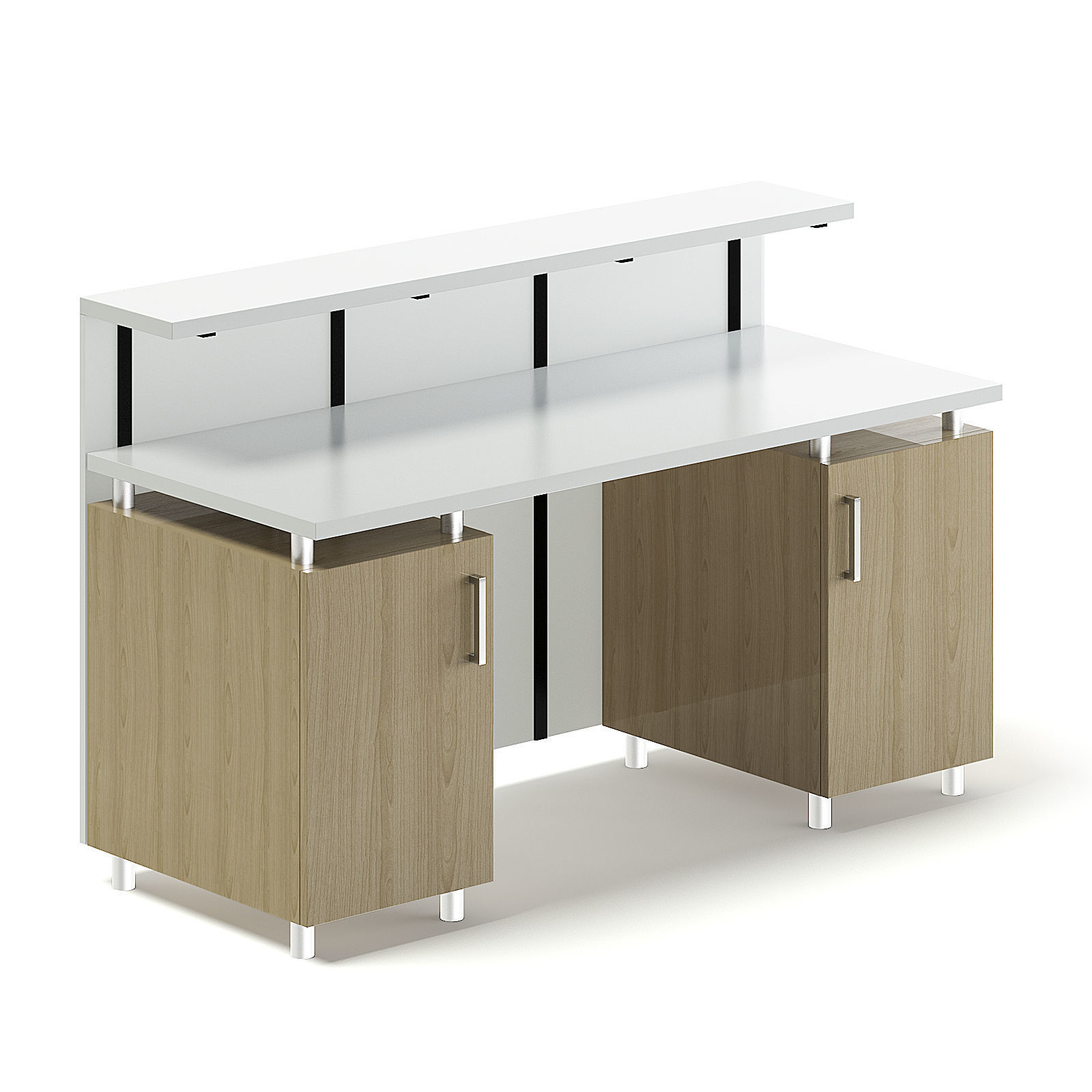 White and Wooden Reception Desk 3D model_4