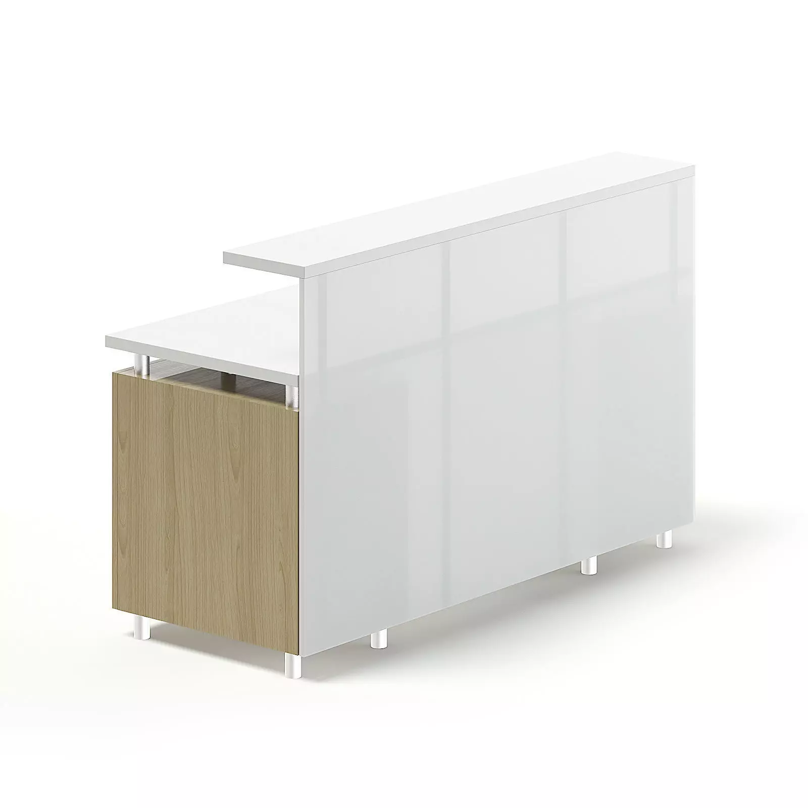 White and Wooden Reception Desk 3D model_0