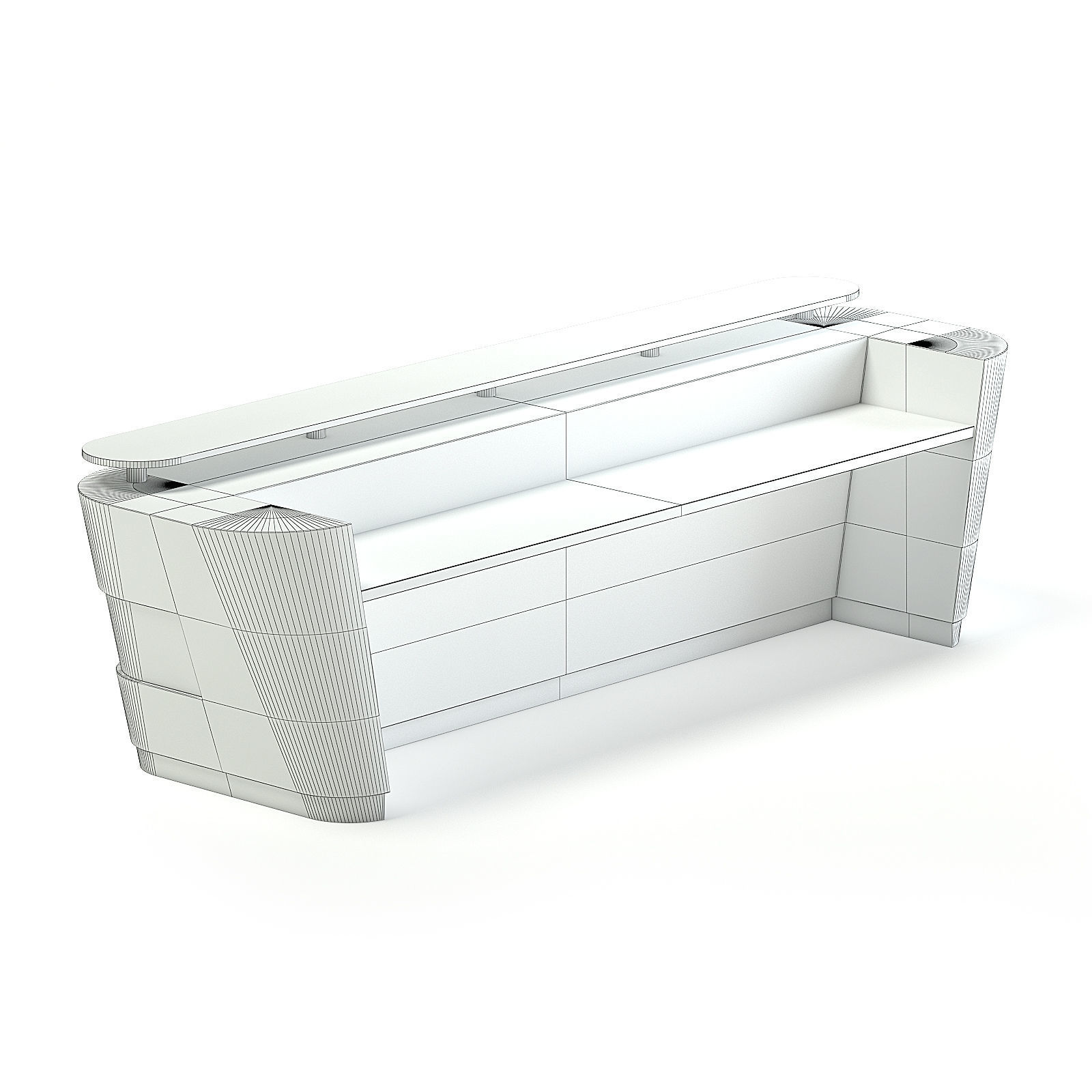 Wooden and Metal Reception Desk 3D model_5