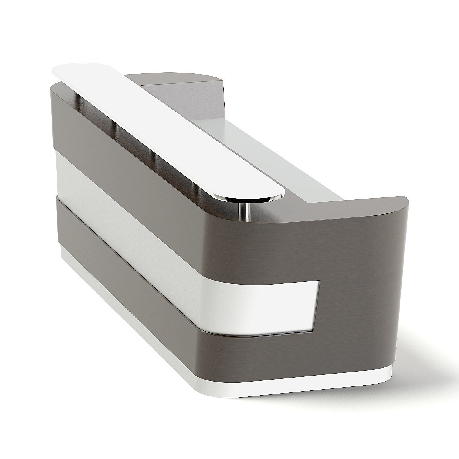 Wooden and Metal Reception Desk 3D model_2