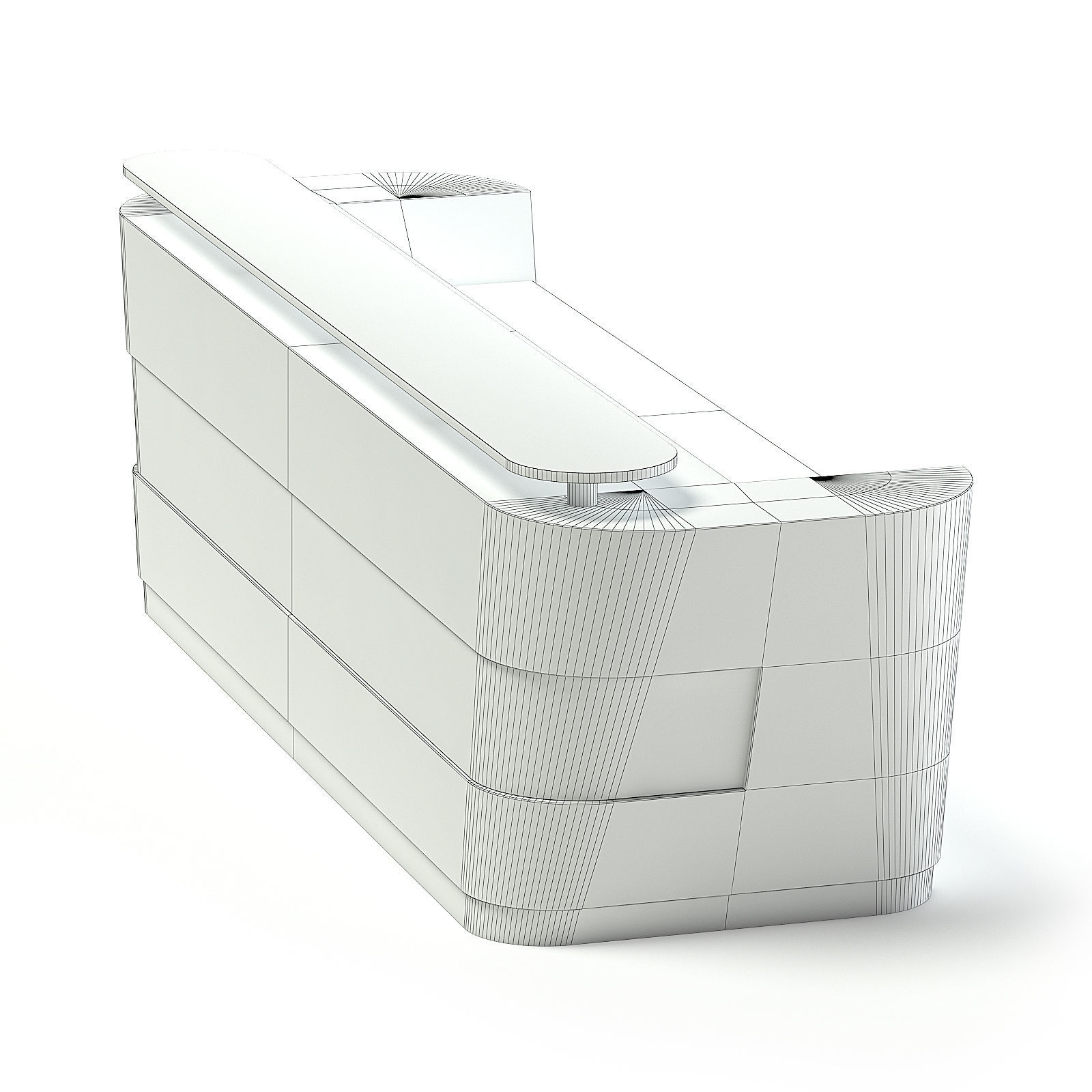 Wooden and Metal Reception Desk 3D model_3