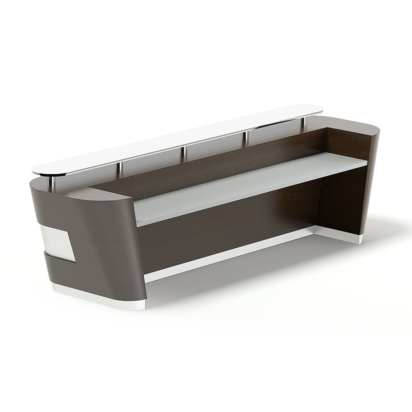 Wooden and Metal Reception Desk 3D model_4