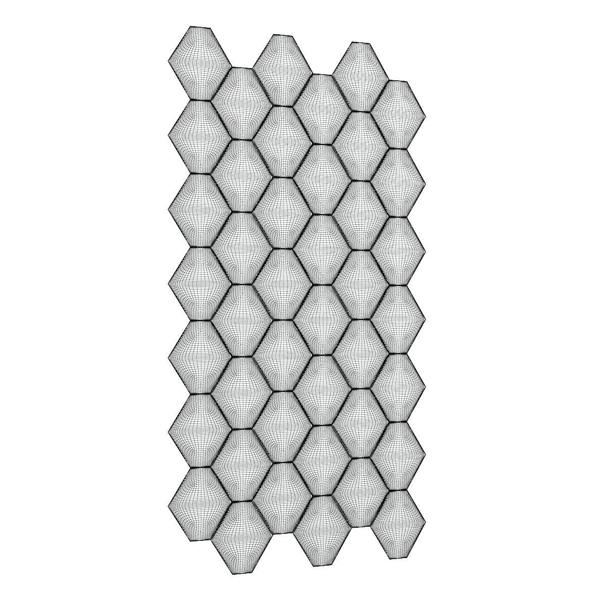 Hexagonal White Wall Panel 3D model_1