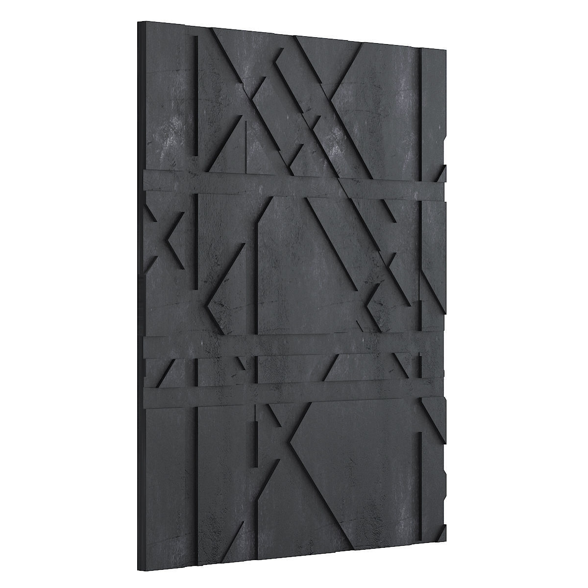 Black Stone Wall Panel 3D model_2