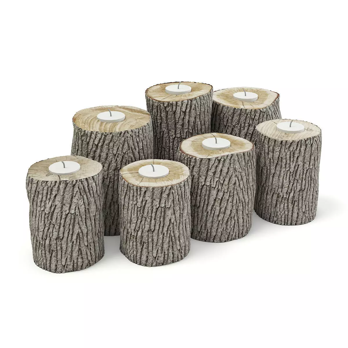 Wood Logs Candlesticks 3D model