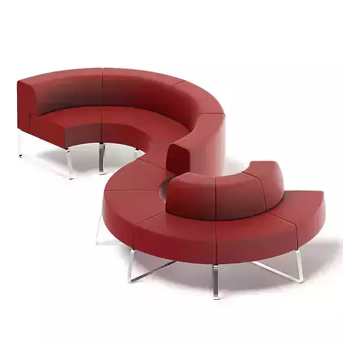 Red Fabric Waiting Sofa