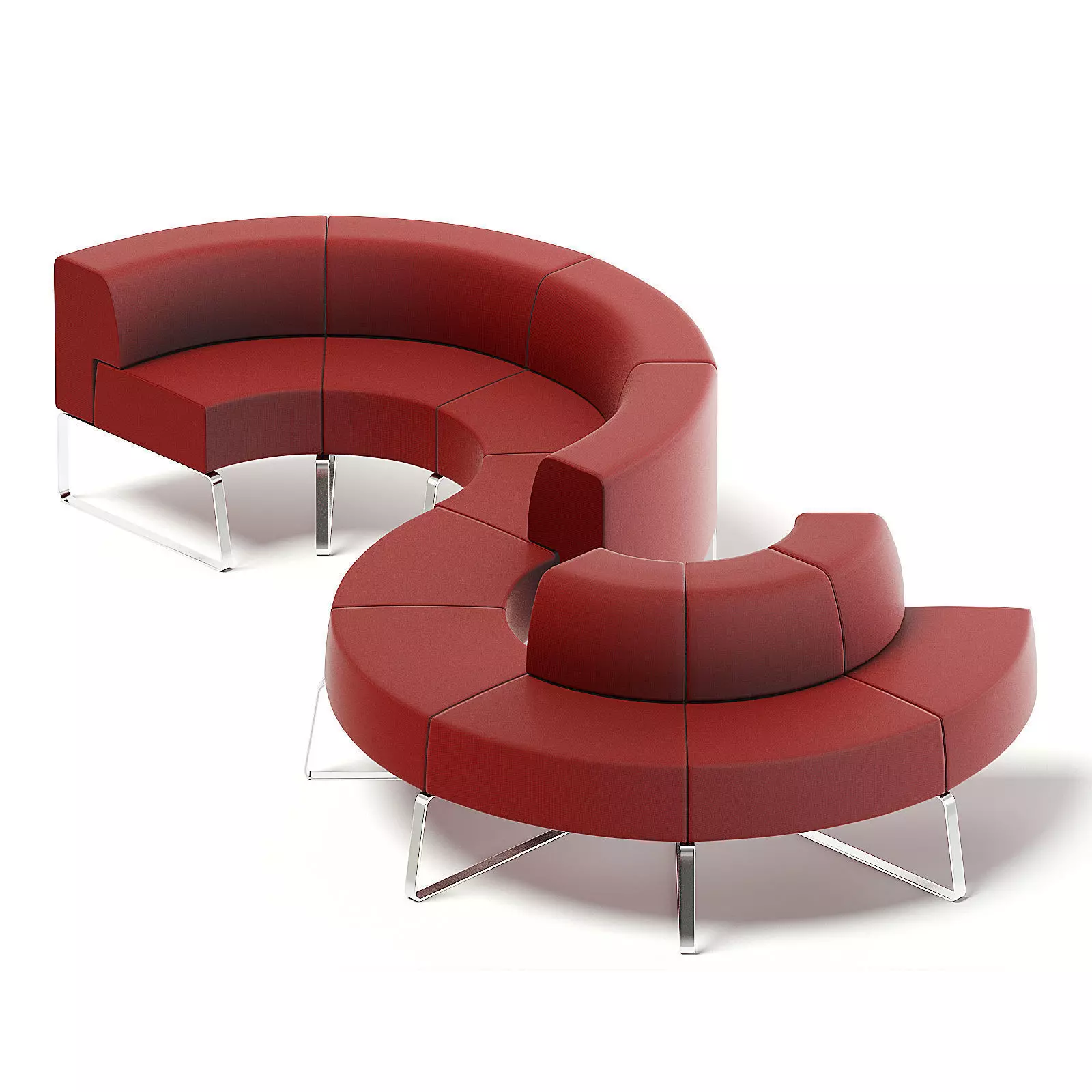 Red Fabric Waiting Sofa 3D model_0