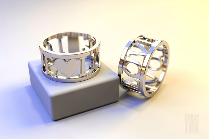 ring with heart and inscription LOVE 3D print model