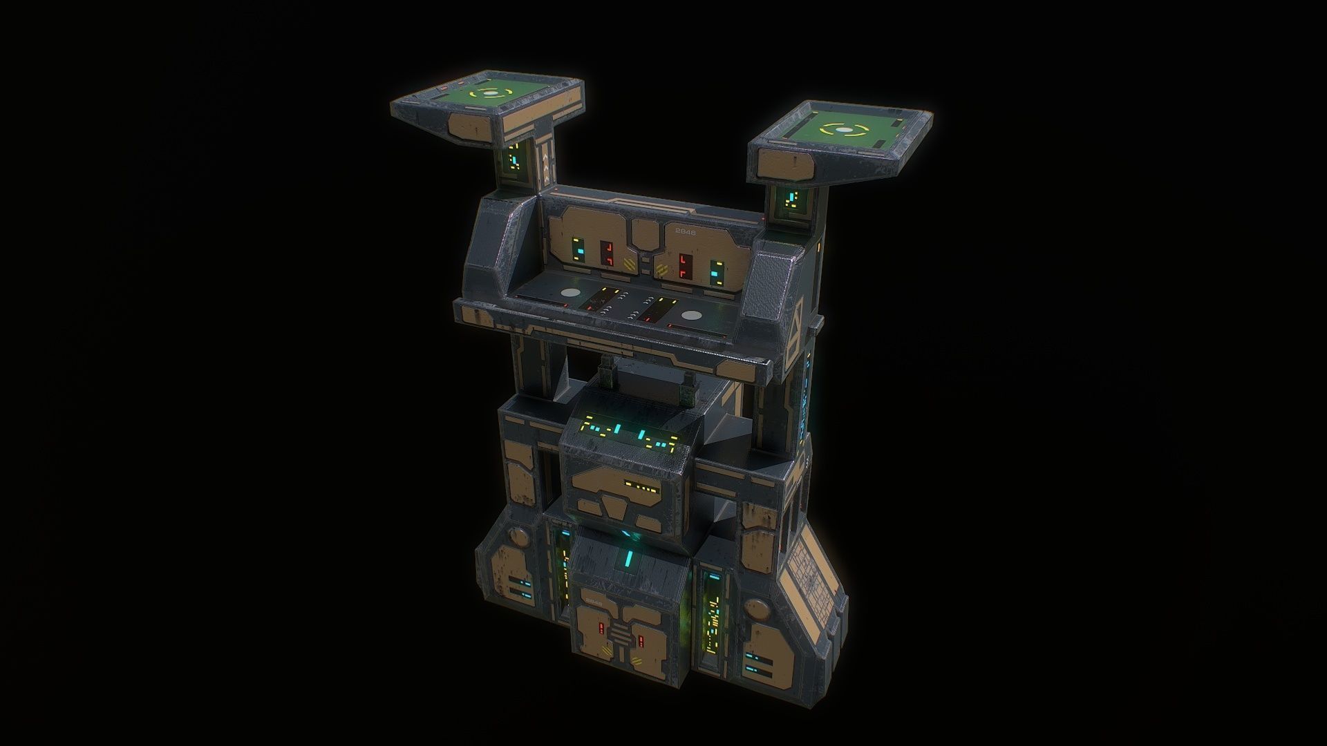 Low poly sci fi dock building asset Low-poly 3D model_0