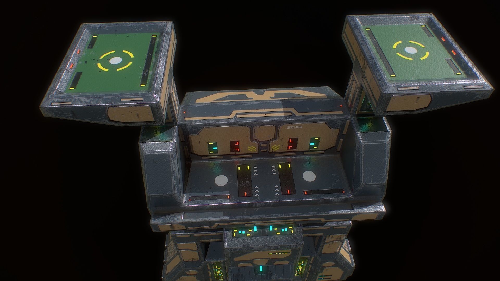 Low poly sci fi dock building asset Low-poly 3D model_4
