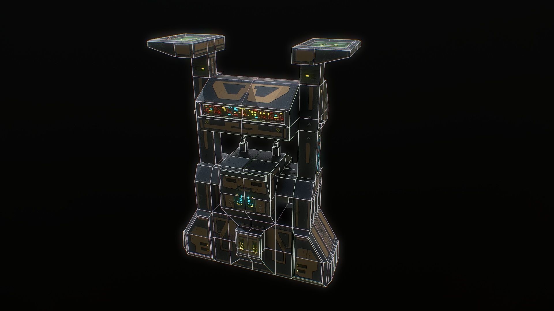 Low poly sci fi dock building asset Low-poly 3D model_6