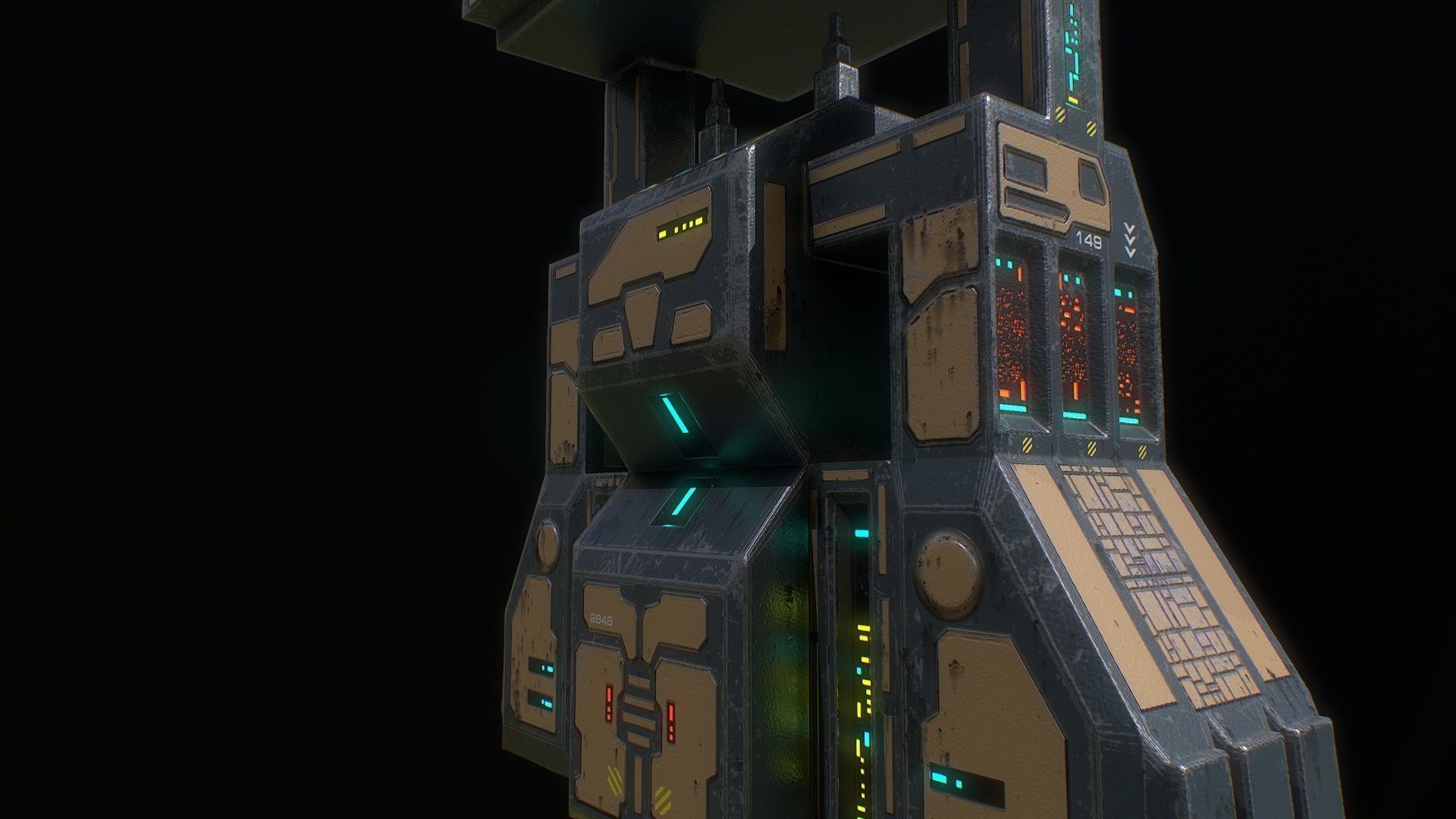 Low poly sci fi dock building asset Low-poly 3D model_3
