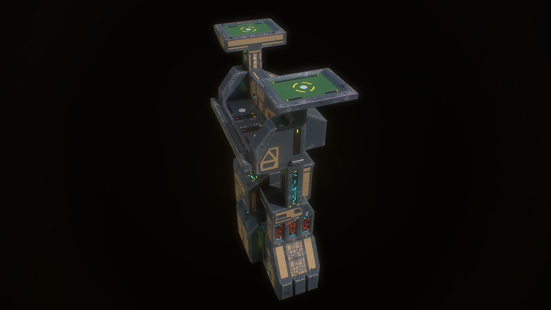 Low poly sci fi dock building asset Low-poly 3D model_1
