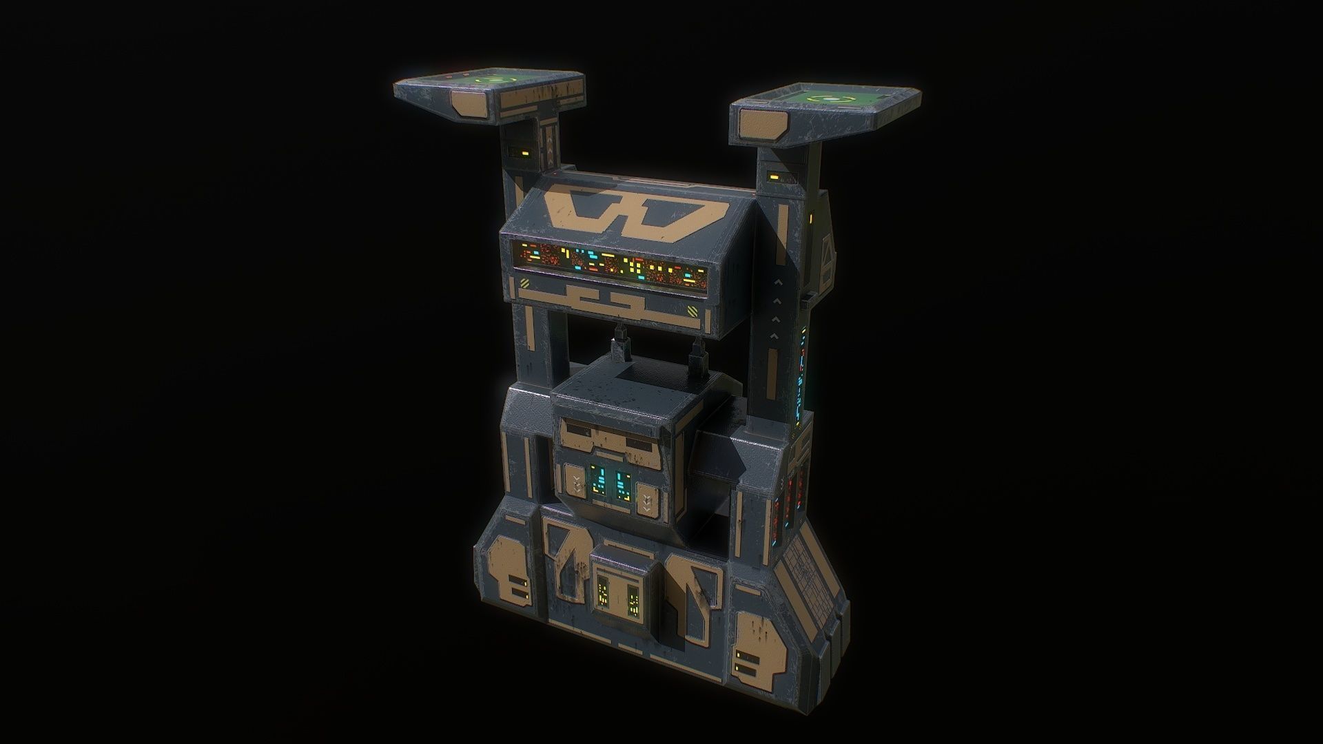 Low poly sci fi dock building asset Low-poly 3D model_2