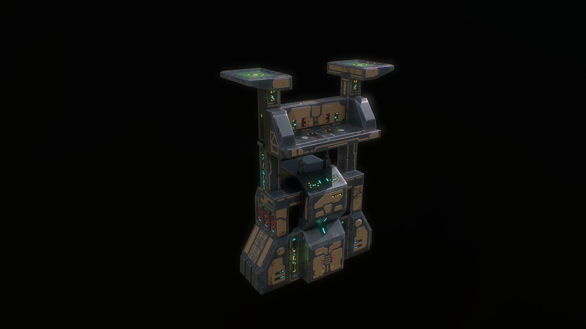 Low poly sci fi dock building asset Low-poly 3D model_5