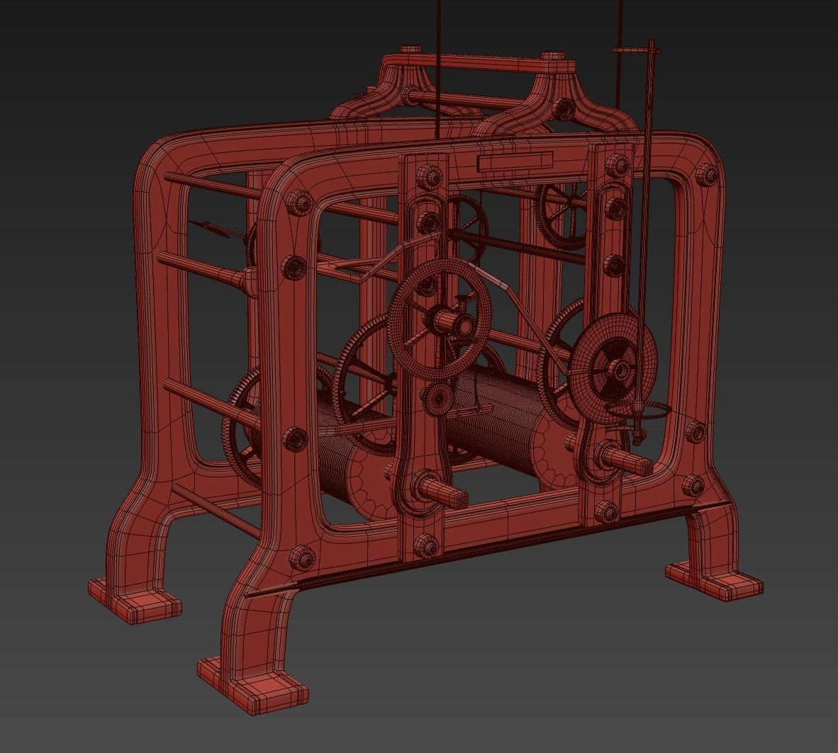 Tower Clock Mechanism 3D model_4